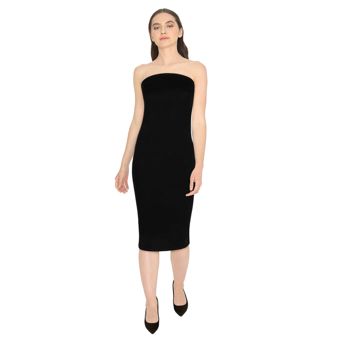 Robe tube midi sans bretelles pour femmes