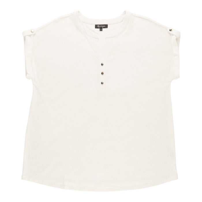 lily morgan Women's Plus Tab Sleeve Button Top