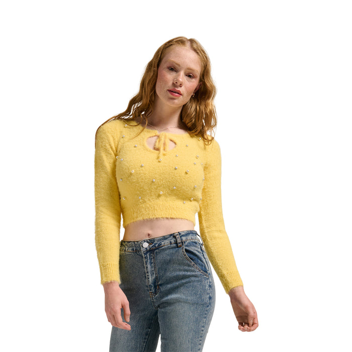 Chandail court en tricot trou de serrure pour femmes