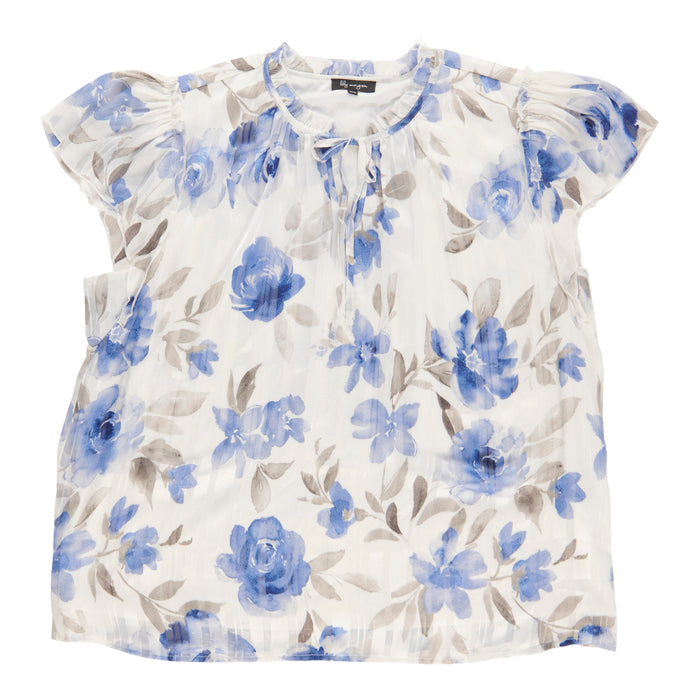 lily morgan Women's Plus Satin Cap Sleeve Blouse