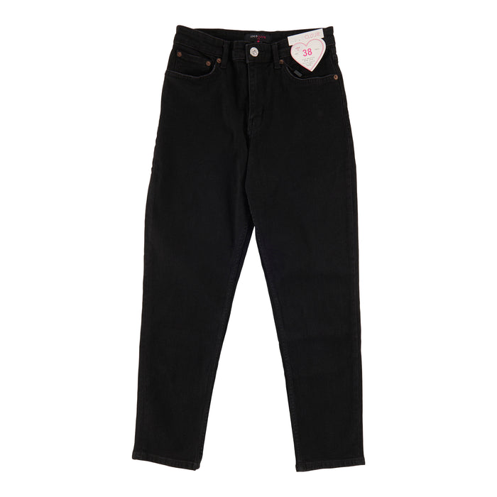 Jean de coupe mom à taille haute pour femmes, noir