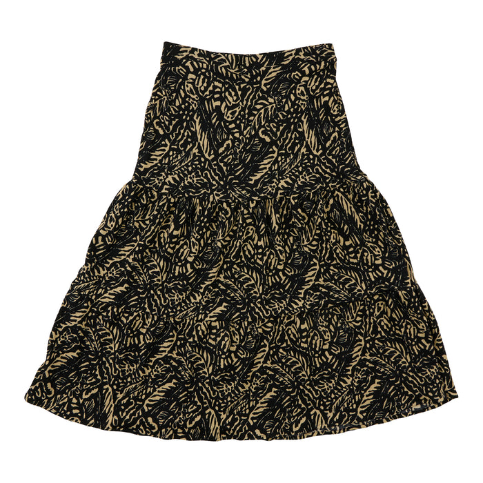 lily morgan Women's Printed Crinkle Tiered Maxi Skirt