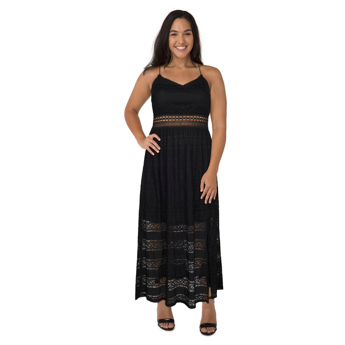 lily morgan Women's Plus Lace Detail Maxi Dress