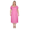 lily morgan Women's Plus Smocked Squareneck Midi Dress