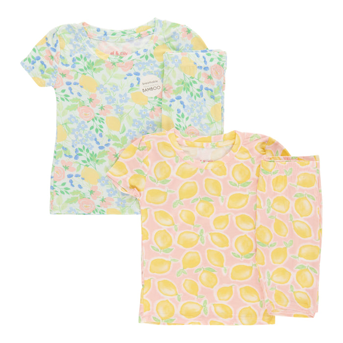 Toddler Girls' Short Sleeve Pyjama Set, 4-Piece