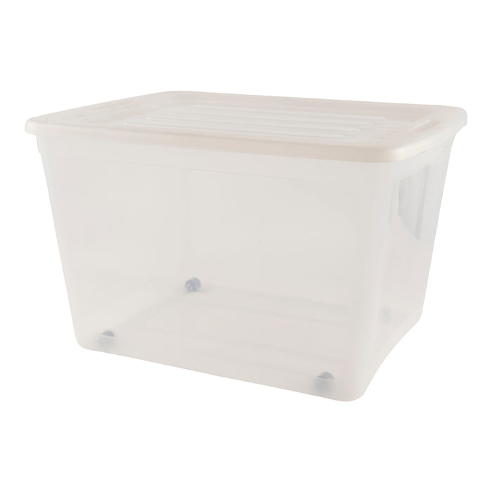 Storage Tote With Wheels, Clear, 80-L.