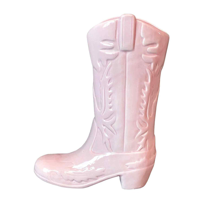 Vase en forme de botte de cowgirl - rose, 8 po x 4 po x 10 po