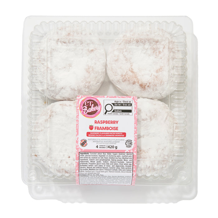 CT Bakery Paczki Raspberry Flavoured Donuts, 4-Pack, 420-g