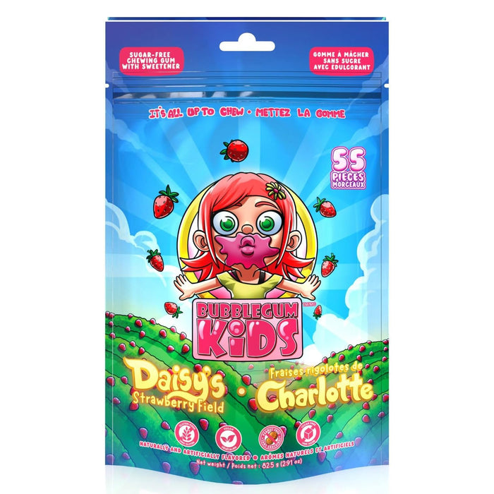 Bubblegum Kids Daisy's Strawberry Field Sugar Free Gum, 55-Pack, 82.5 g