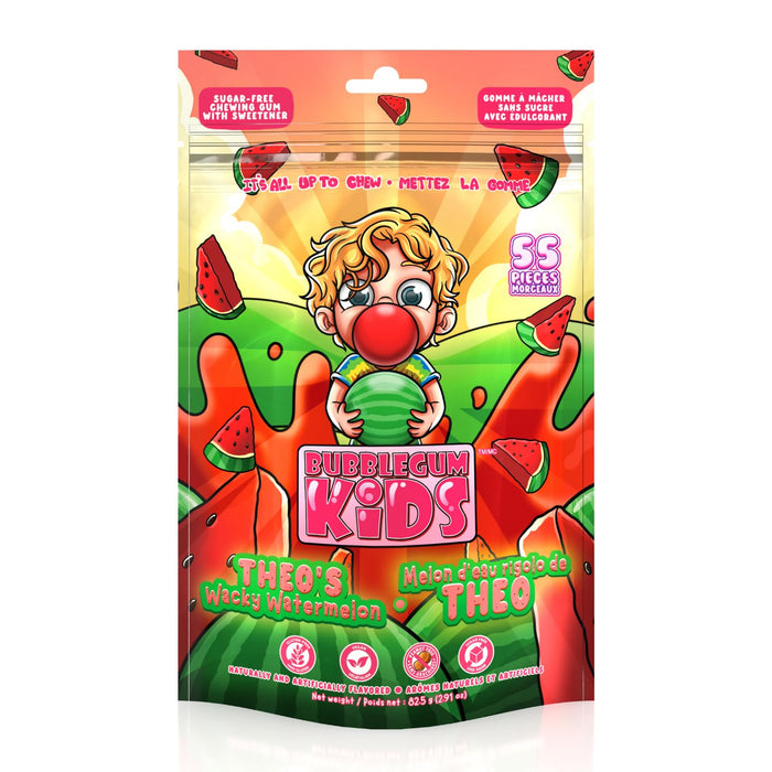 Bubblegum Kids Theo's Wacky Watermelon Sugar Free Gum, 55-Pack, 82.5 g