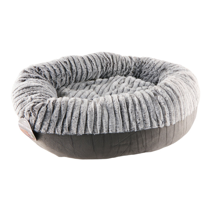 Grey Fleece Round Dog Bed, 23.6"