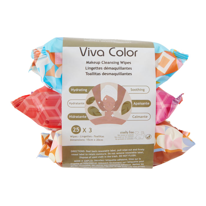 Viva Colour Makeup Cleansing Wipes, 3-Pack