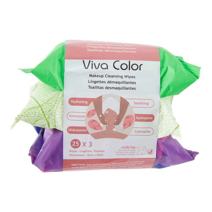 Viva Colour Makeup Cleansing Wipes, 3-Pack