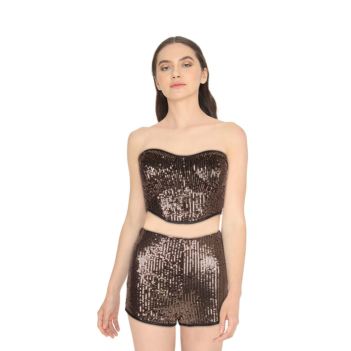 Bustier court à paillettes pour femmes