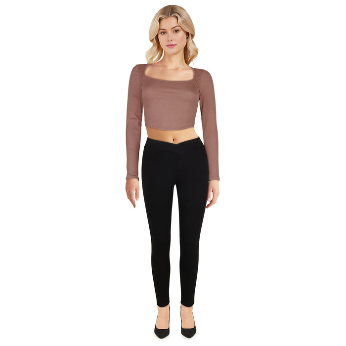Women's Queen Anne Neckline Long Sleeve Top