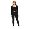 Women's Cropped Squareneck Long Sleeve Top