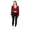 Women's Cropped V-Neck Long Sleeve Top