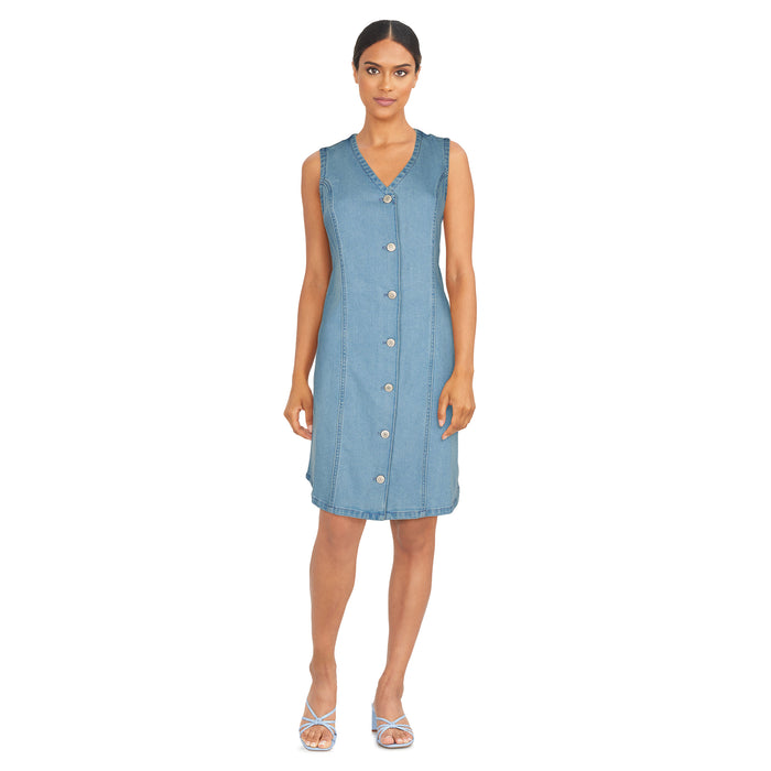 mySTYLE Women's Button Front Denim Dress