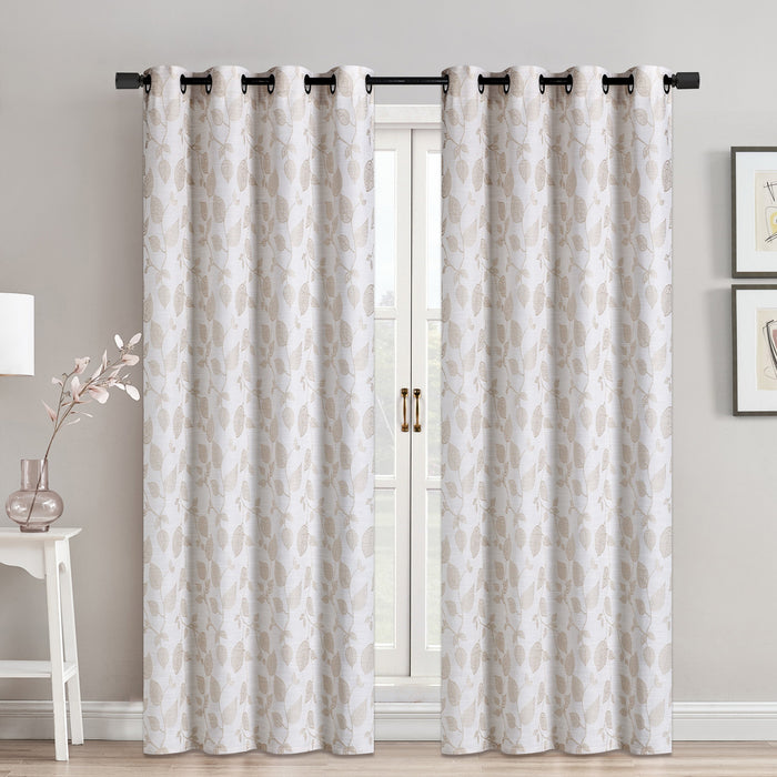 Rideau avec motif de feuille jacquardé – 54 po x 84 po