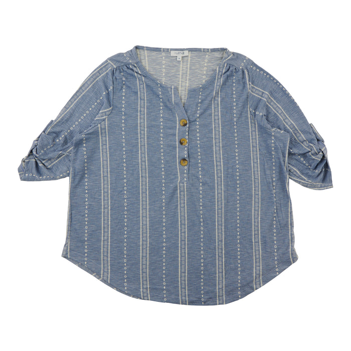 Haut à col henley et à manches longues taille Plus mySTYLE pour femmes