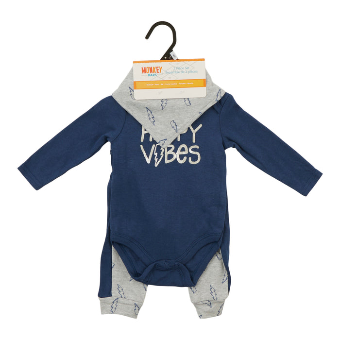 MONKEY BARS Infant Boys' Varsity Long Sleeve Onesie Set, 3-Piece, 0-9 Month