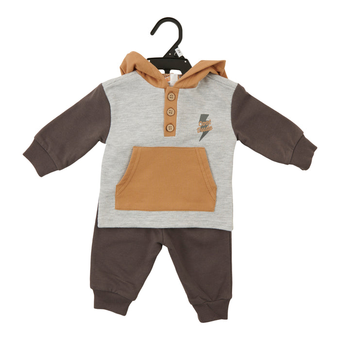 Ens. en molleton à manches longues Style universitaire MONKEY BARS pour bébés garçons de 0 à 9 mois – 2 pièces