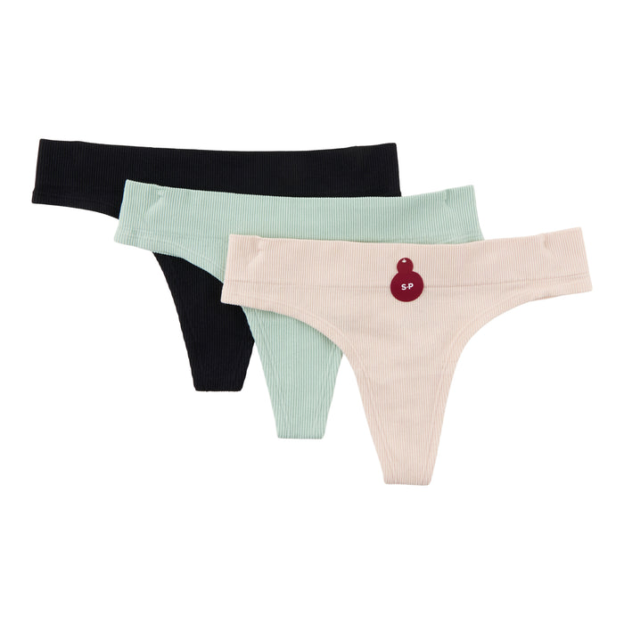 Carisma Women's Seamless Ribbed Thongs, 3-Pack