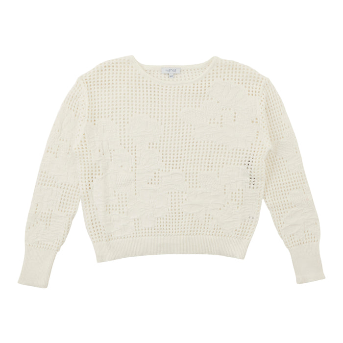 mySTYLE Women's Open Stitch Flower Sweater