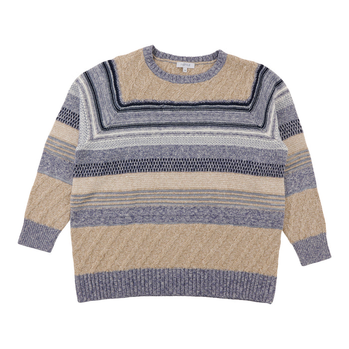 mySTYLE Women's Plus Striped Jacquard Sweater