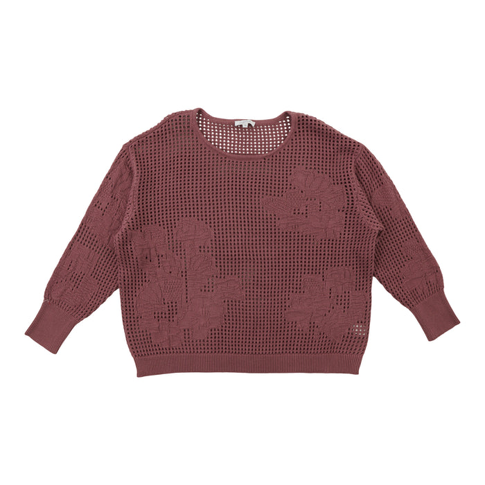 Chandail à mailles ouvertes avec fleur taille Plus mySTYLE pour femmes