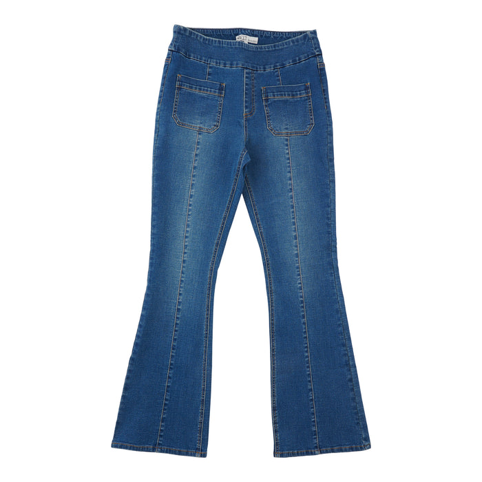Jean à enfiler à jambe semi-évasée pour femmes