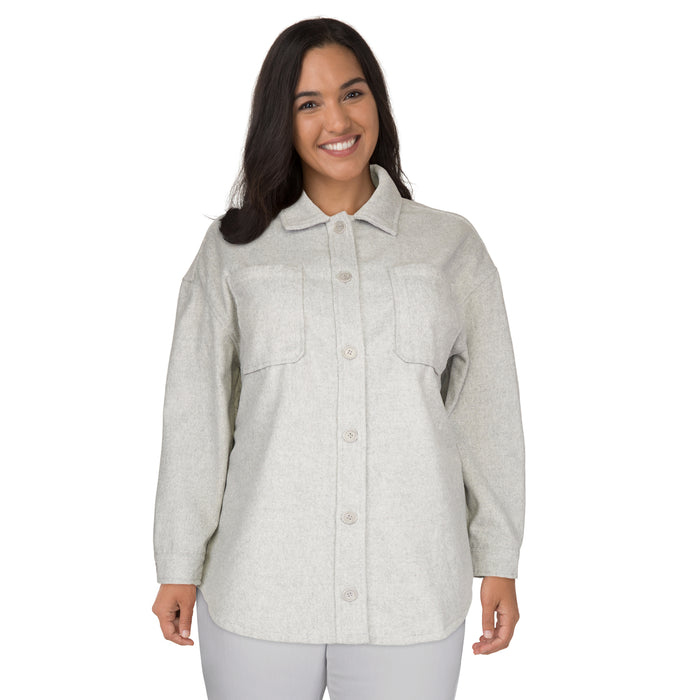 mySTYLE Women's Plus Solid Shacket