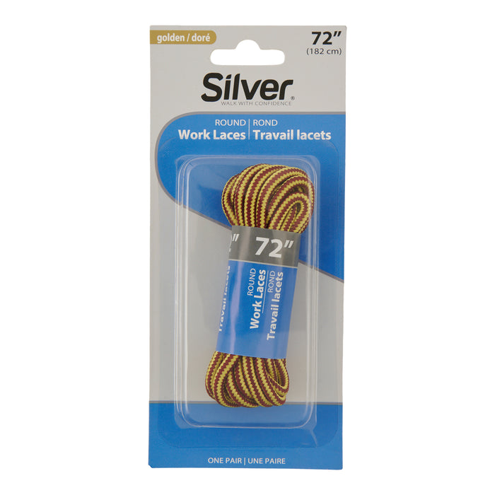 SILVER Work Shoe Laces, Gold/Brown, 72 in.