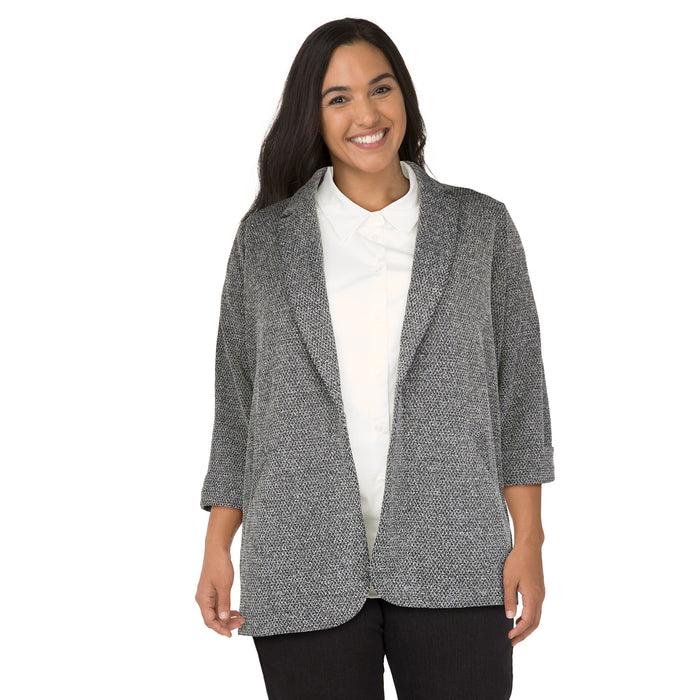 Blazer en tricot à carreaux taille plus, lily Morgan pour femmes