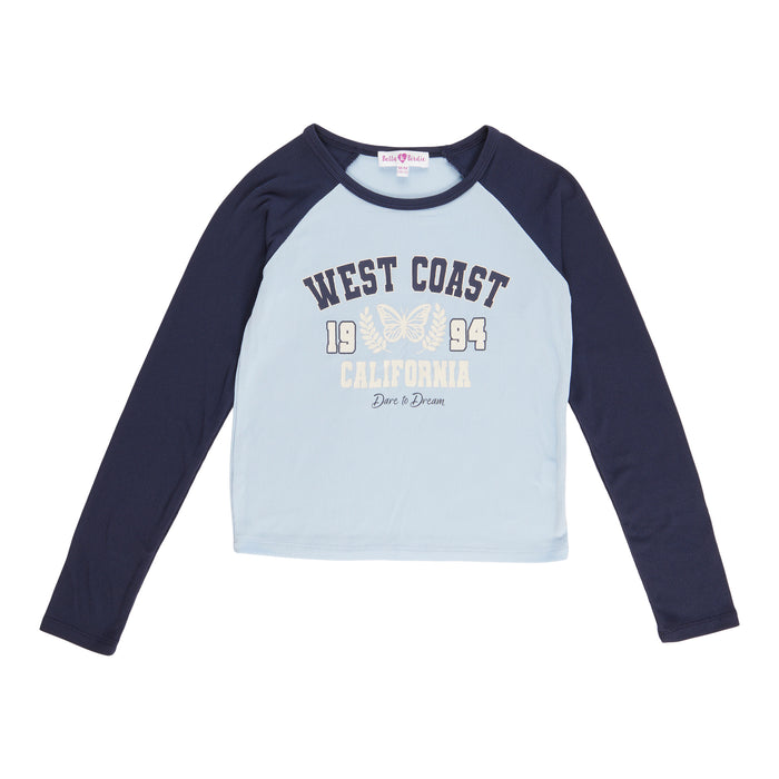 T-shirt côtelé à manches longues de style baseball Inspiration automnale BELLA & BIRDIE pour filles