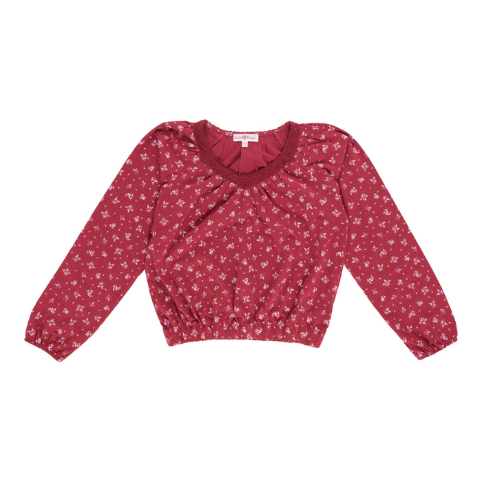 Haut à manches longues avec détail en dentelle Inspiration automnale BELLA & BIRDIE pour filles