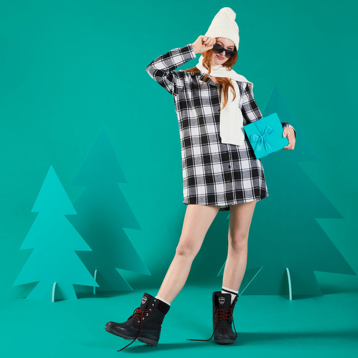 Women's Plaid Long Sleeve Flannel Sleepshirt