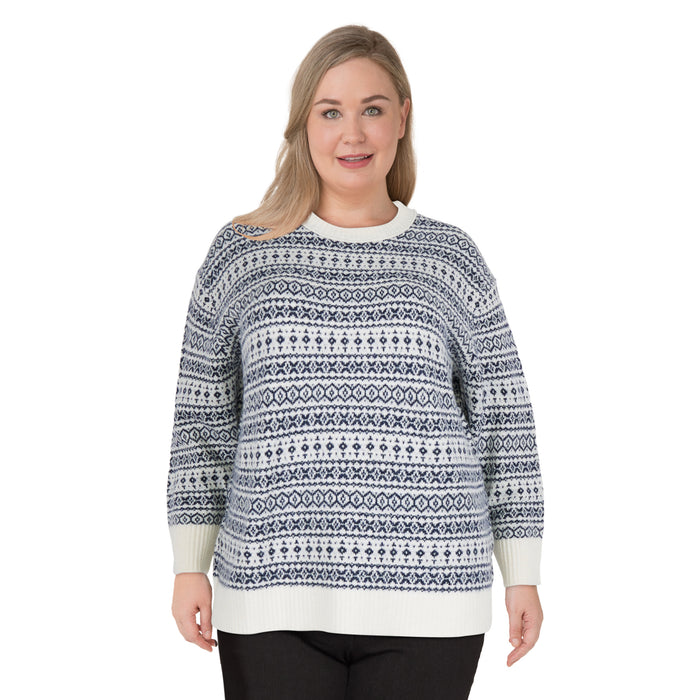 mySTYLE Women's Plus Jacquard Sweater