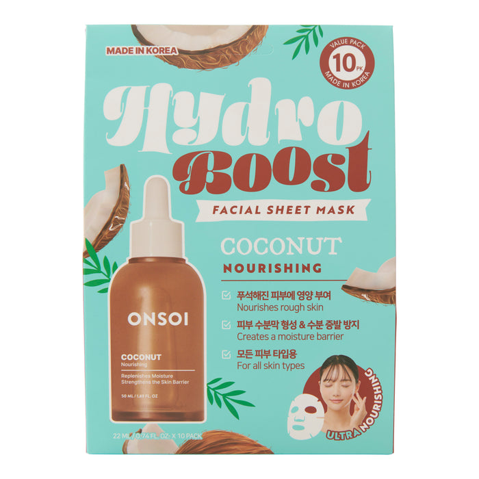 Hydro Boost Coconut Face Mask, 10-Pack