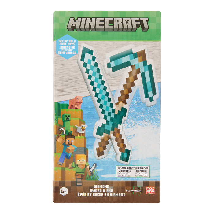 Ensemble de jouets pour la piscine en forme d’épée et de hache Minecraft, 2 pièces