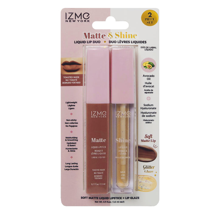 IZME Matte & Shine Liquid Lip Duo, Toasted Nude, 2-Piece