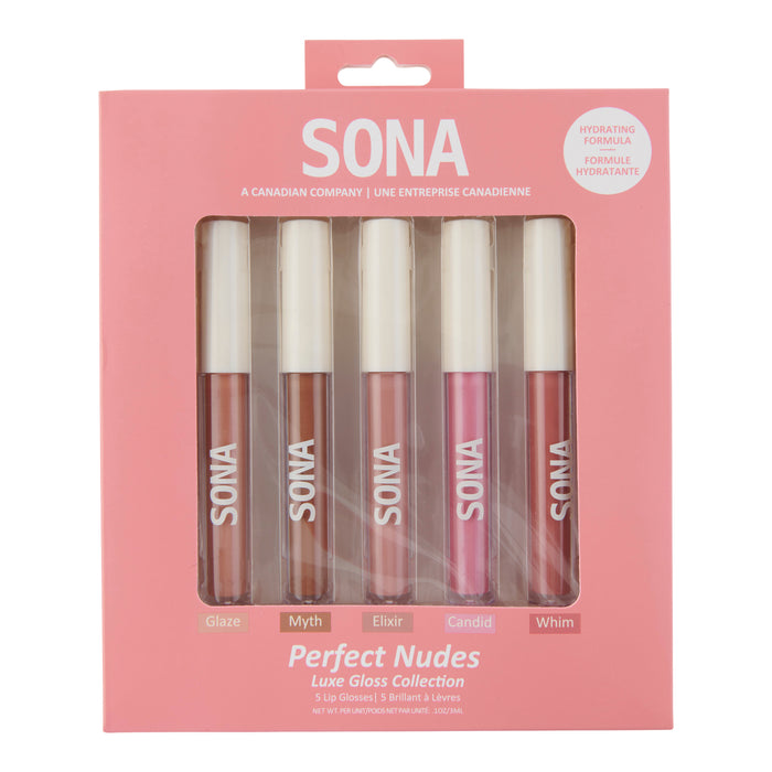 SONA Lux Lip Gloss Set, Perfect Nudes, 5-Pack