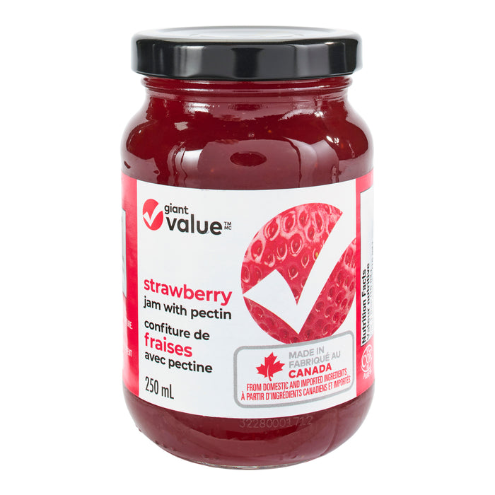 Giant Value Strawberry Jam with Pectin, 250 ml