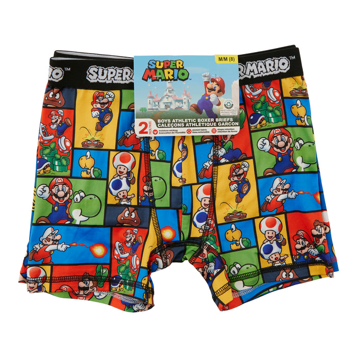 Boys' Licensed Super Mario Boxer Briefs, 2-Pack