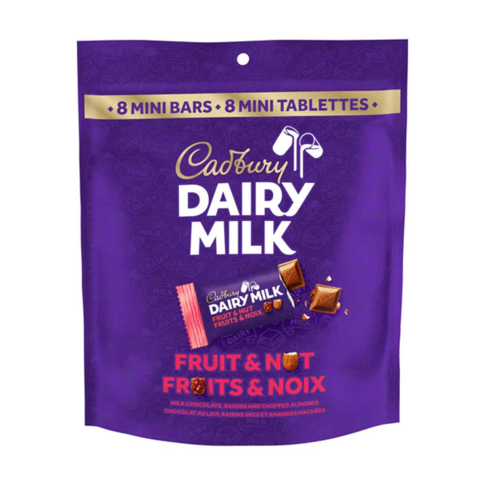 Cadbury Dairy Milk Chocolat au Lait, Raisins Secs et Amandes Hachées Fruits & Noix, emb. de 8, 144 g