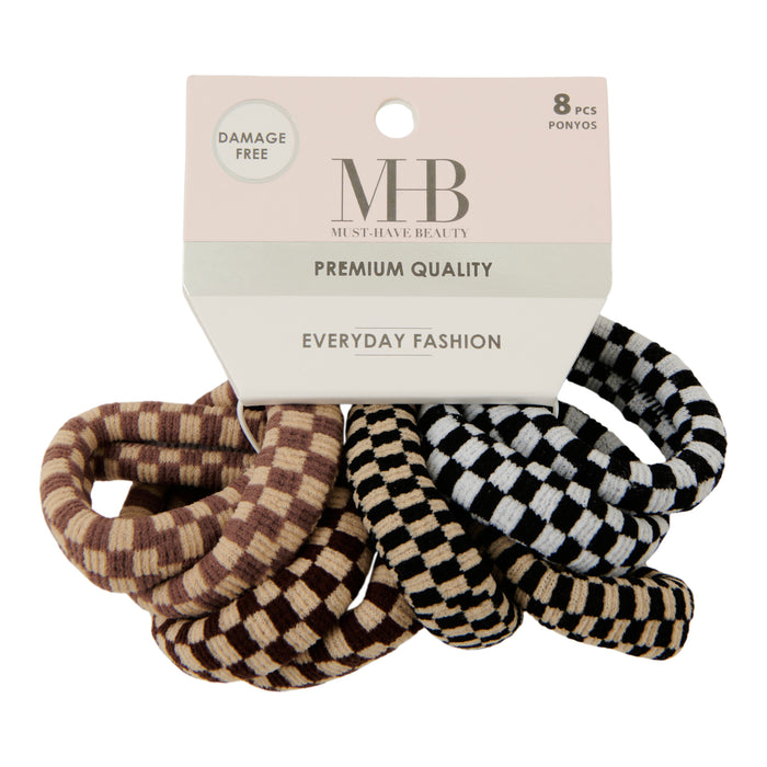 MHB Checkered Hair Ties, 8-Pack