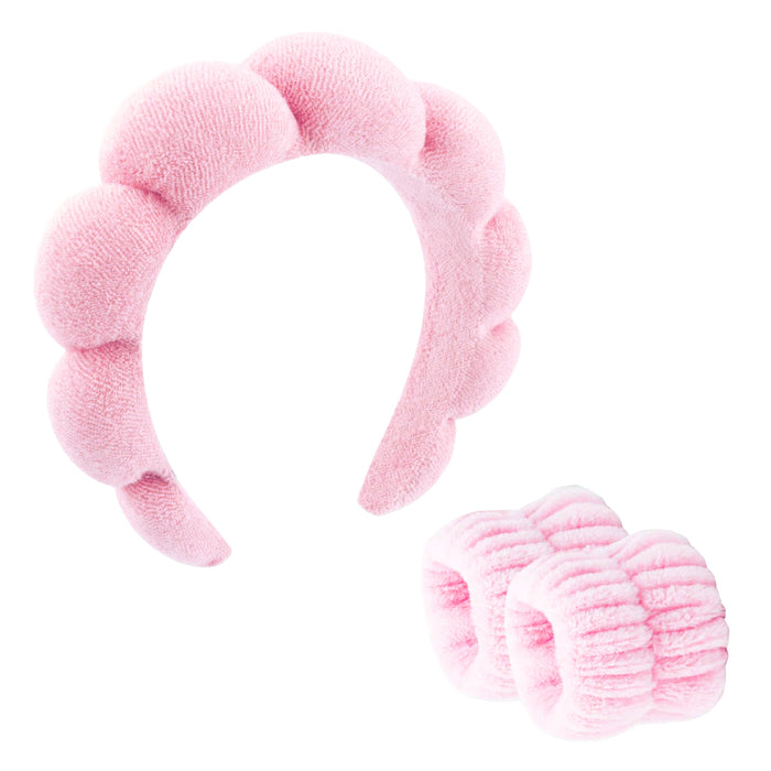 Spa Headband with Wristbands, Pink