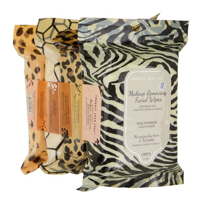 Embrace Your Face Animal Print Makeup Removing Wipes, 4-Pack