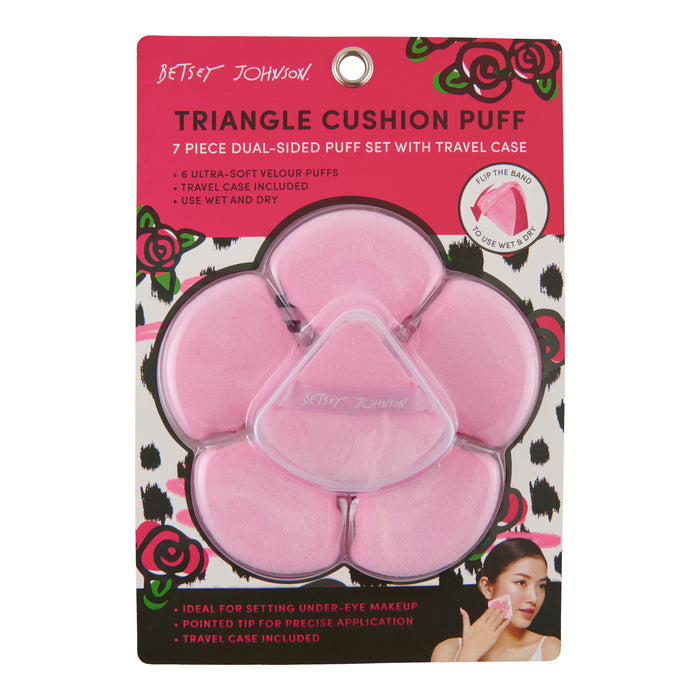 Betsey Johnson Triangle Beauty Puffs + Case, 6-Pieces