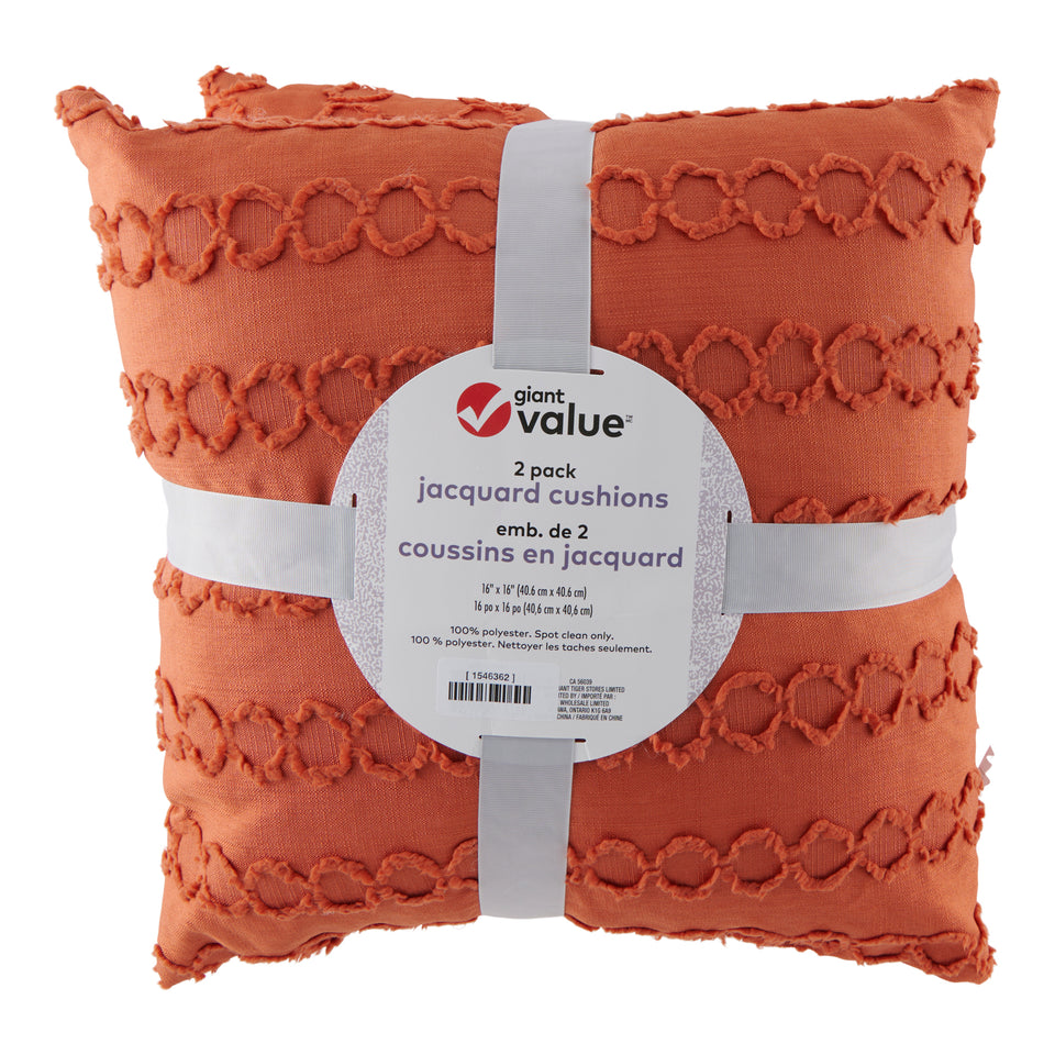 Giant Value Jacquard Cushions, 16-in x 16-in, 2 Pack – Giant Tiger